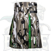 Men’s Urban Camo and Irish Green Tartan Hybrid Kilt – Premium Scottish Utility Wear
